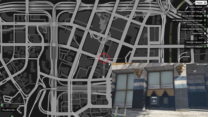 Banks in the GTA 5 game on the map