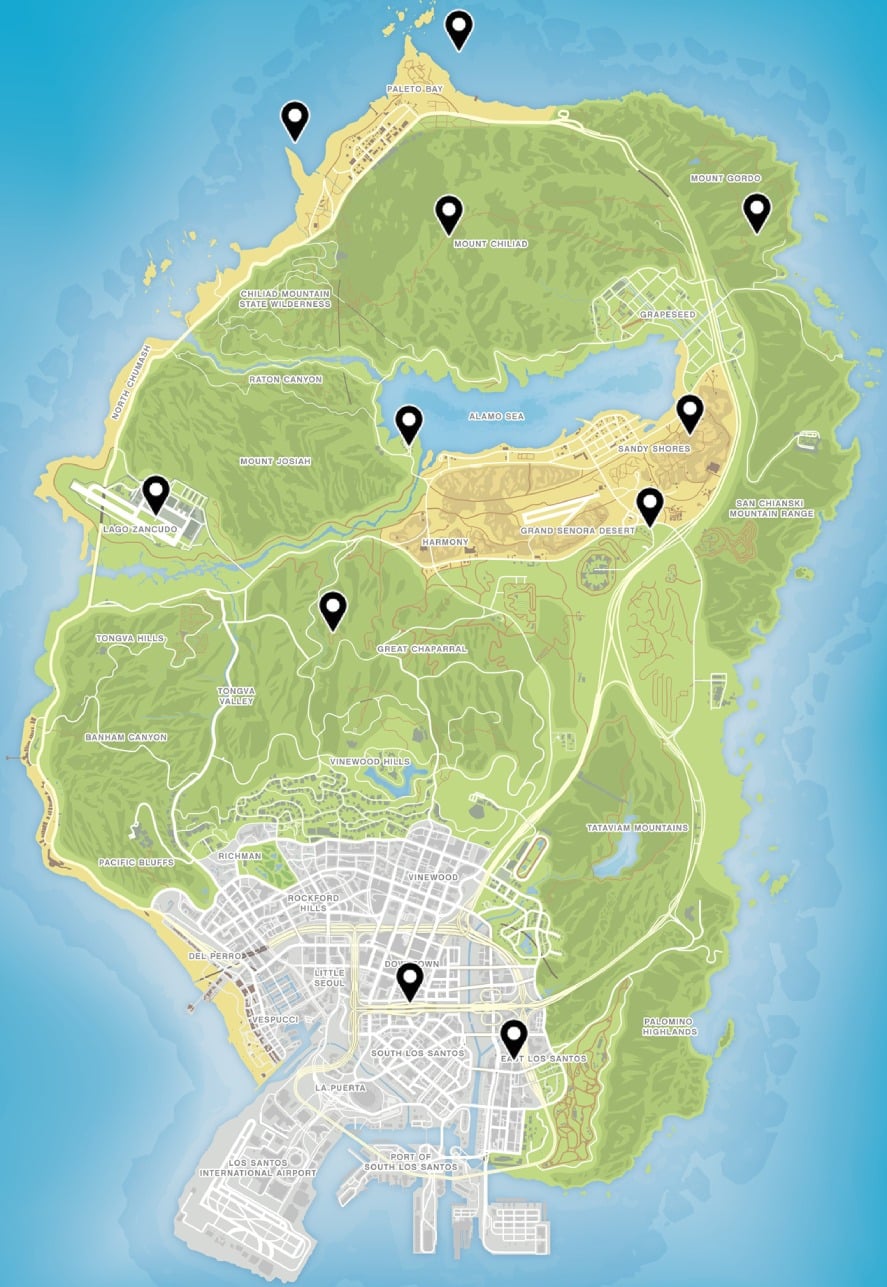 gta v map locations