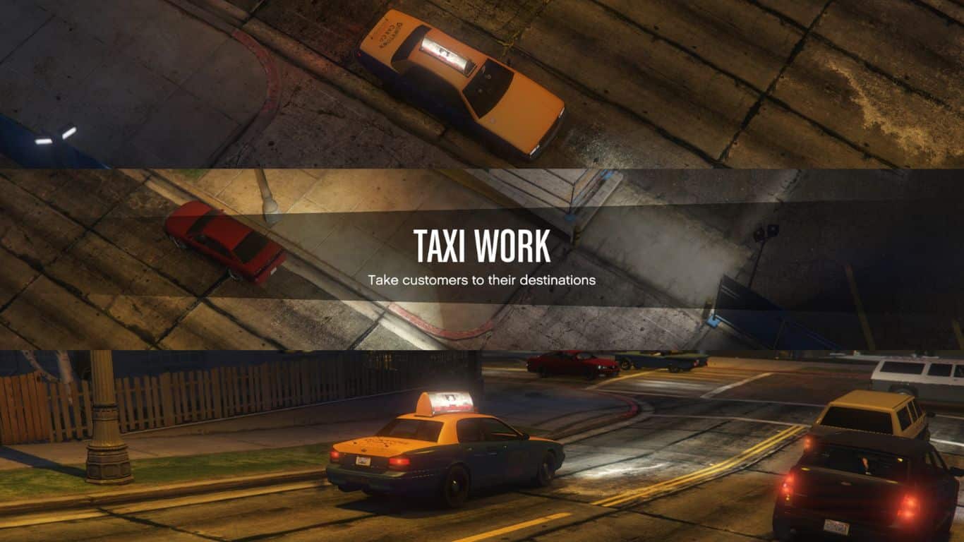 The player starting the taxi work in GTA Online.