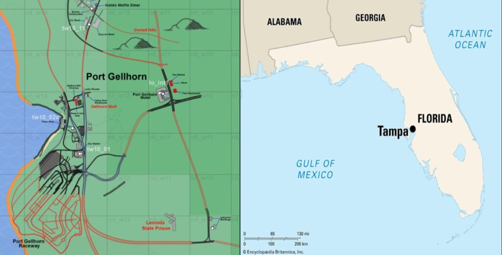 The comparison of Port Gellhorn and Tampa in real life