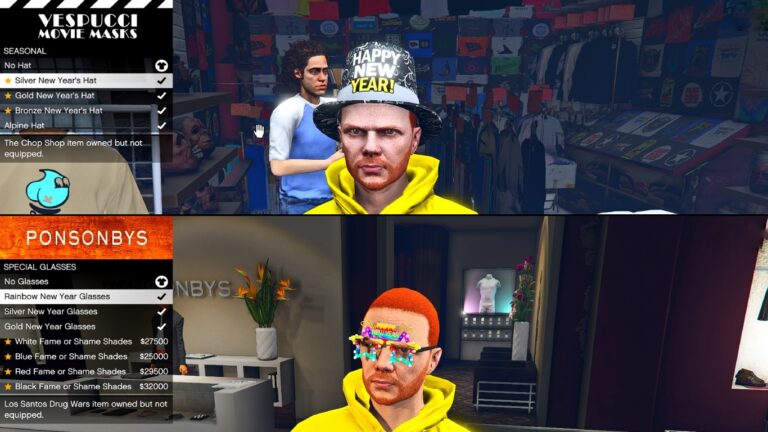 GTA Online New Year's hats and Glasses