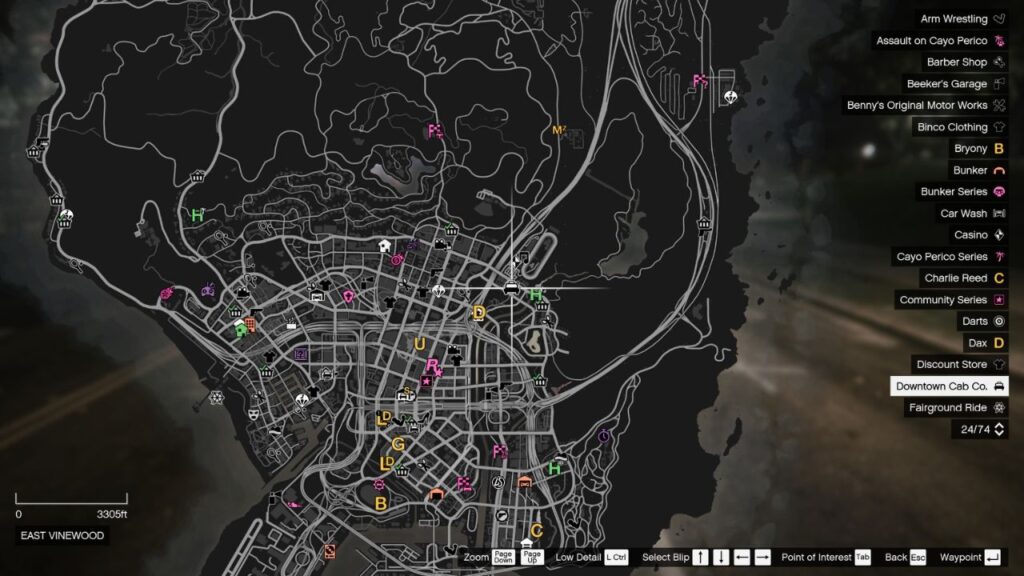 The Downtown Cab Co. map icon in GTA Online.