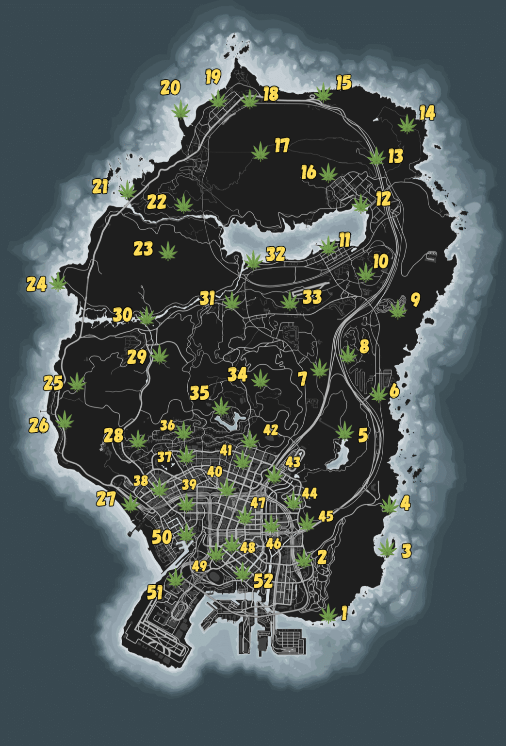 map of all the peyote plants in gta 5