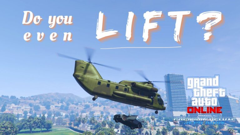 In der Premium Deluxe Repo Work 'Schwere Last' in GTA Online transportiert der Protagonist ein exotisches Fahrzeug mit einem Cargobob.