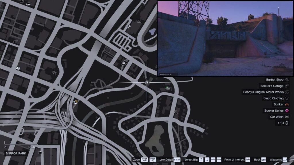In-game GTA Online map of the Sewers near Diamond Casino & Resort.