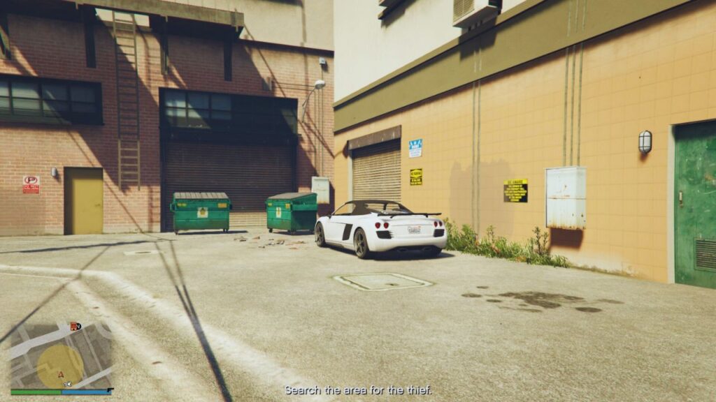 The target vehicle at a streets corner in GTA Online.