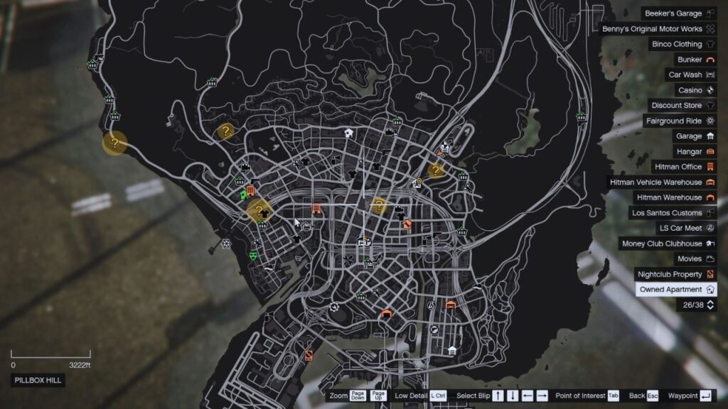 In-game GTA Online map for all search locations in the Bargaining Chips Casino Work.