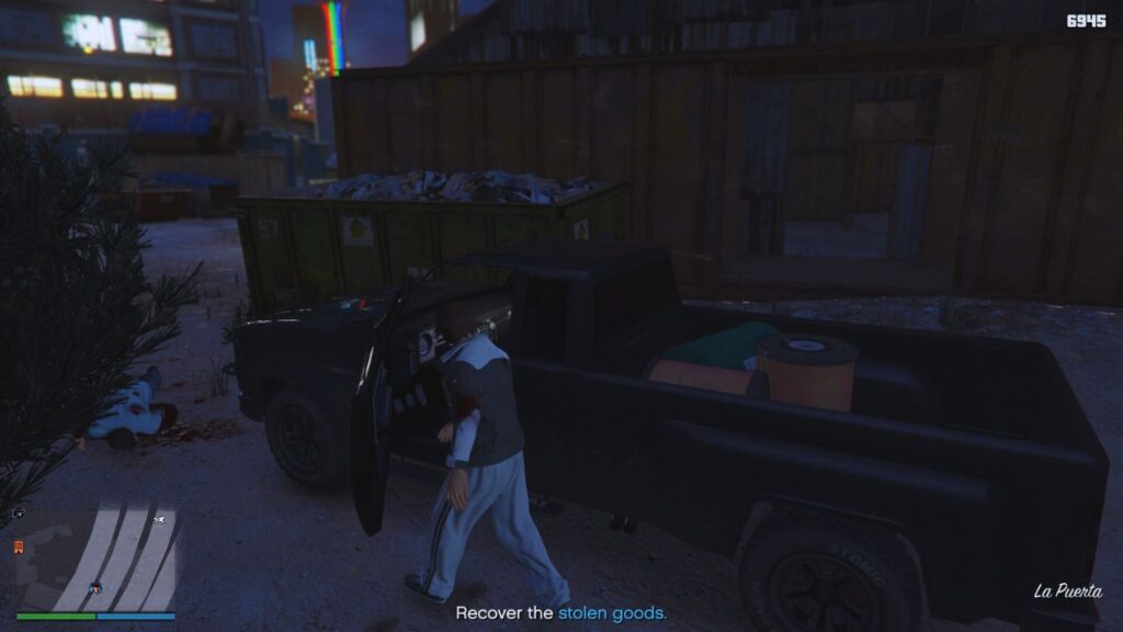 The GTA Online Protagonist entering the Bobcat XL containing copper shipment.