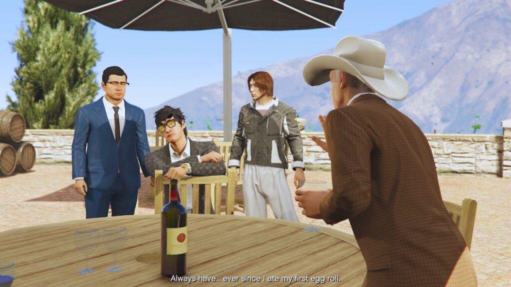 Tao Cheng and Avery Duggan talking with the GTA Online Protagonist and his Translator nearby.