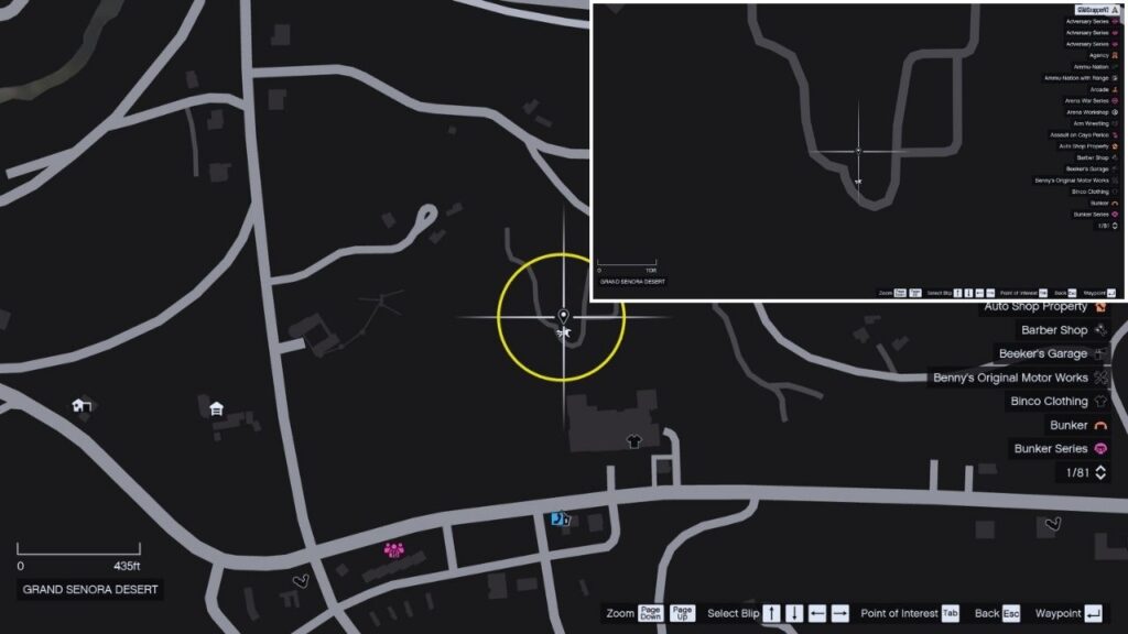 In-game GTA Online map of Harmony.