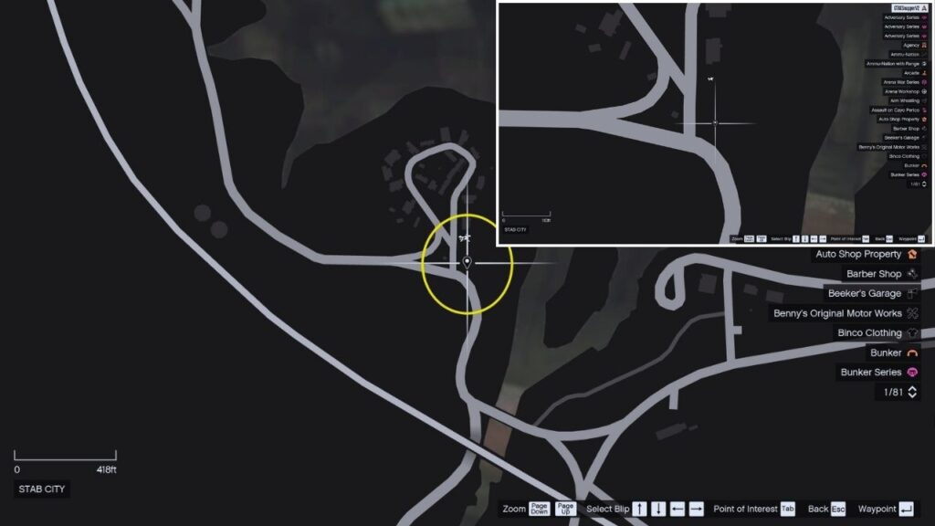 In-game GTA Online map of Stab City.