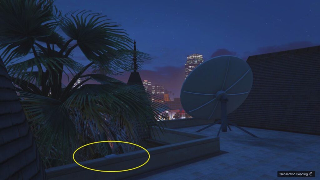 The LD Organics Product next to a satellite dish and a small palm tree near the Epsilon Center.