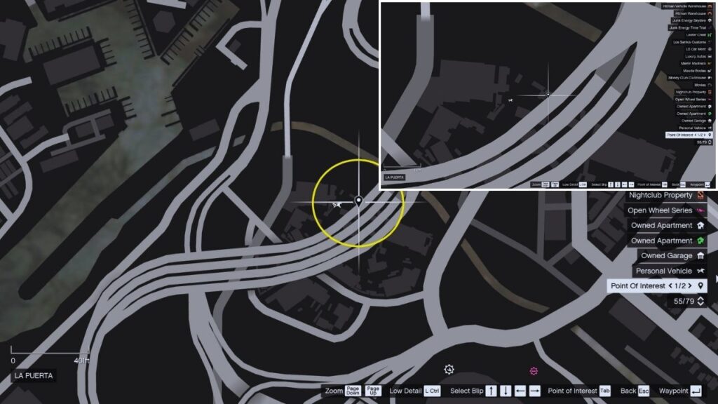 In-game GTA Online map of La Puerta.