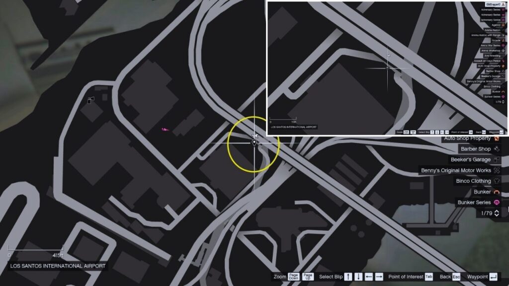 In-game GTA Online map of LSIA.