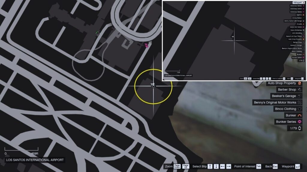 In-game GTA Online map of LSIA.