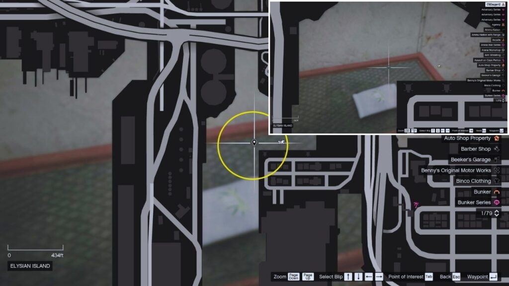 In-game GTA Online map of Port of Los Santos.