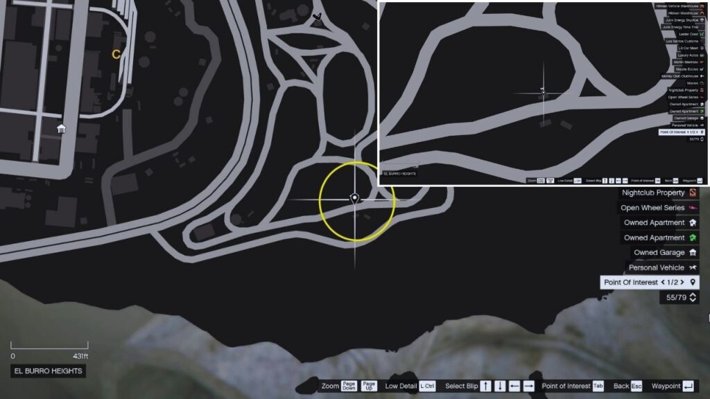 In-game GTA Online map of Los Santos