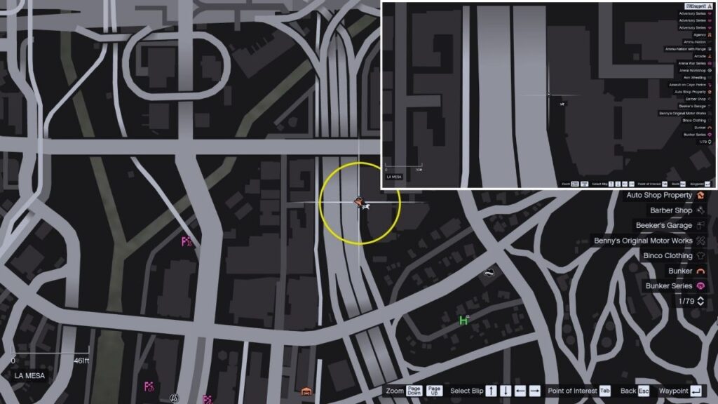 In-game GTA Online map of La Mesa.