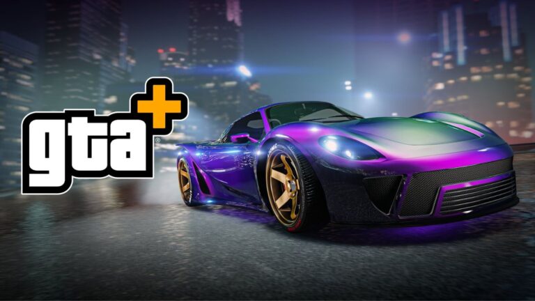 A car with green and iridescent paint with the GTA+ text.